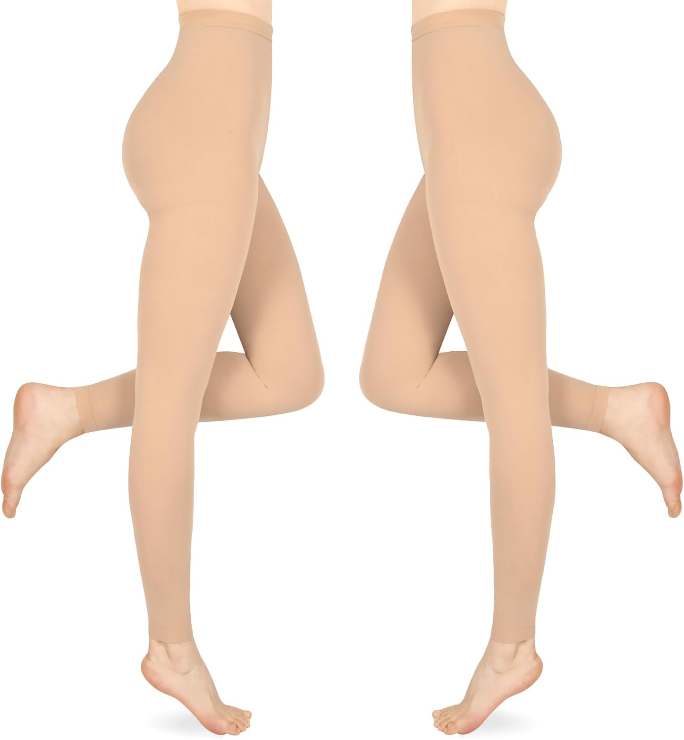 Detalle de 15-20 mmHg Medizinische Kompressionsstrumpfhose Damen & Herren – 2 Paar, abgestufte Stützstrümpfe, Schwarz, 2er-Pack