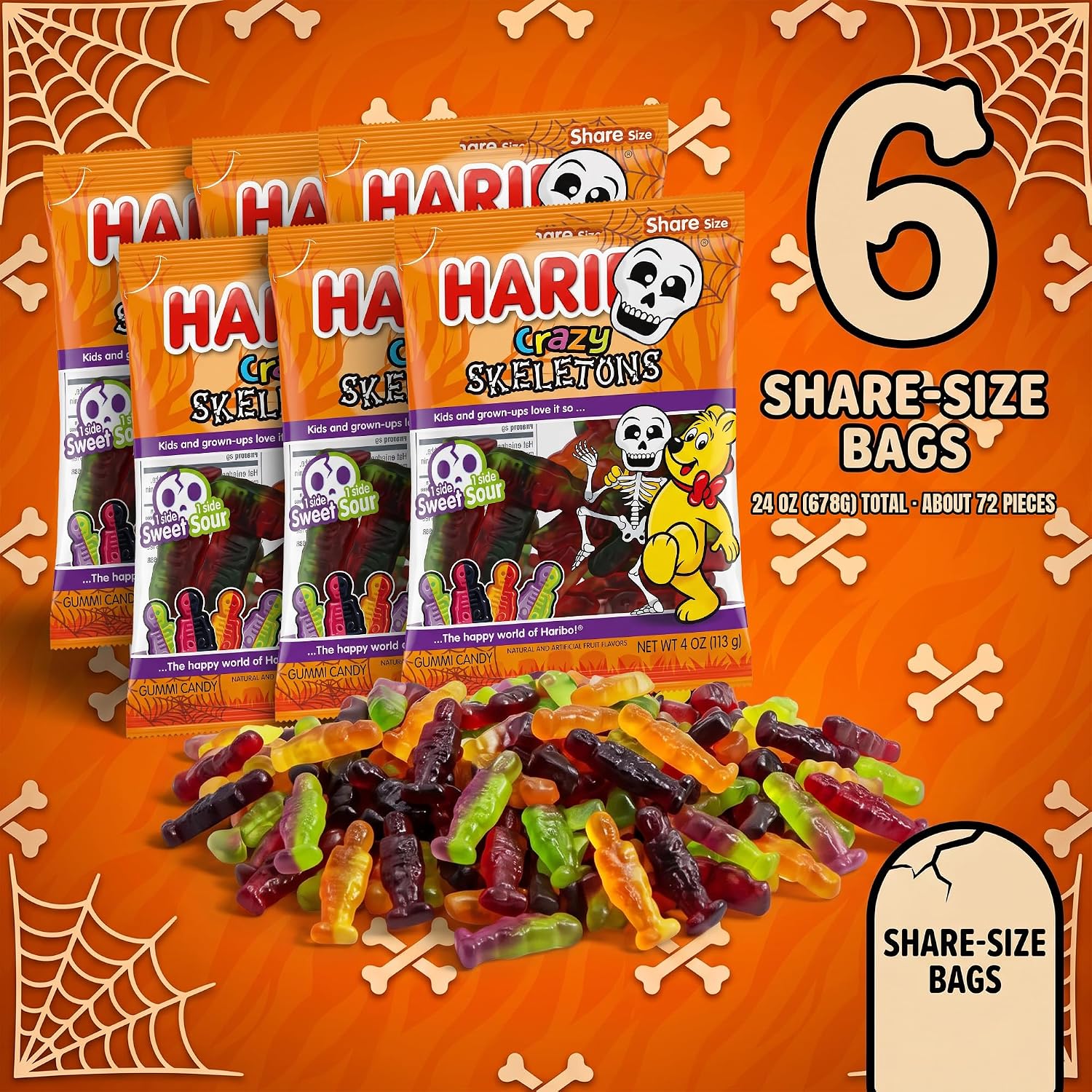 Thumbnail 2 de SWEETSIDE CANDY CO. Skeleton Gummy Candy, 6 Bags, 24 oz, Sweet and Sour