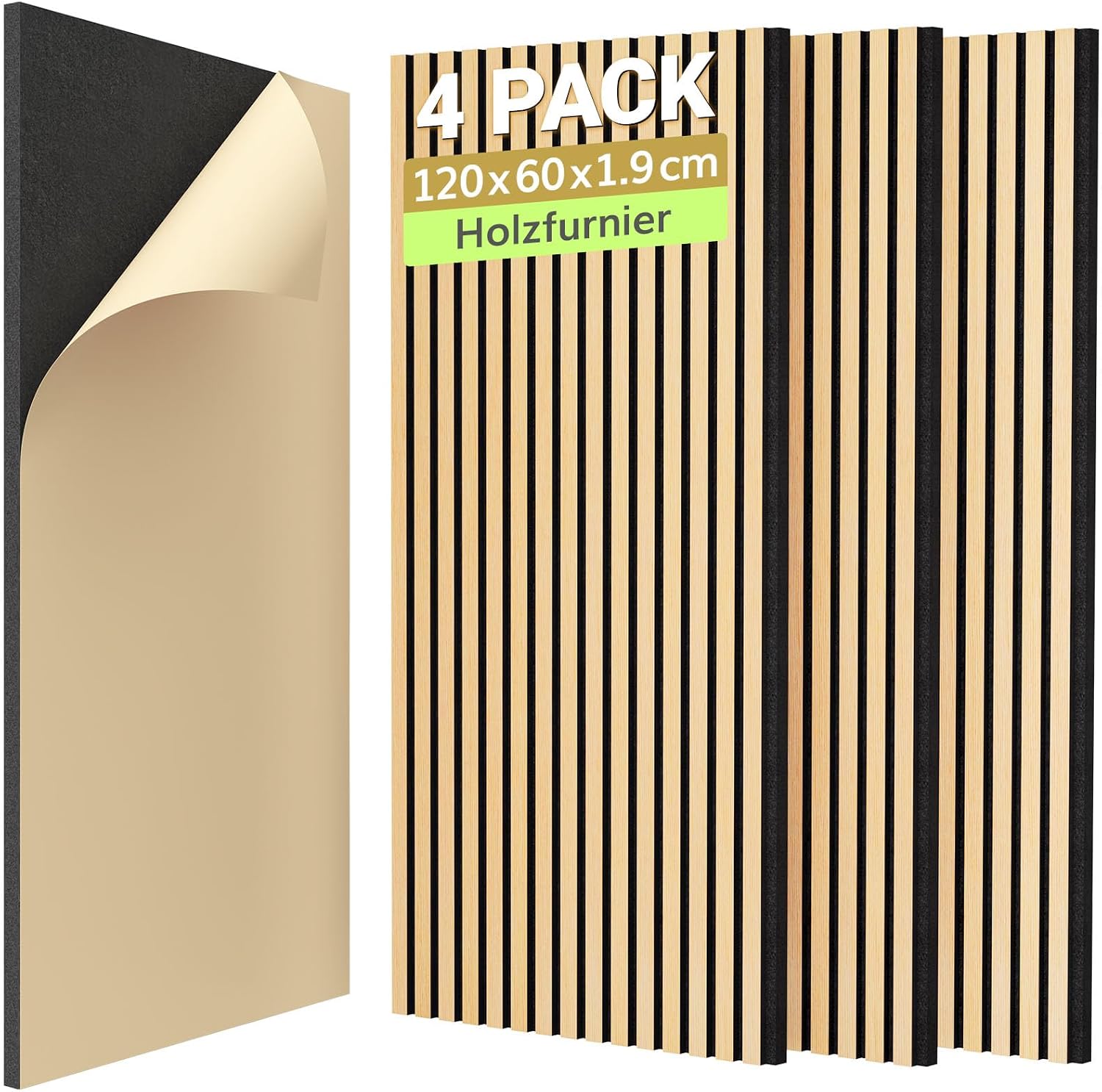 Detalle de TONOR Holzfurnier Akustikpaneele 2,88 m² 🪵