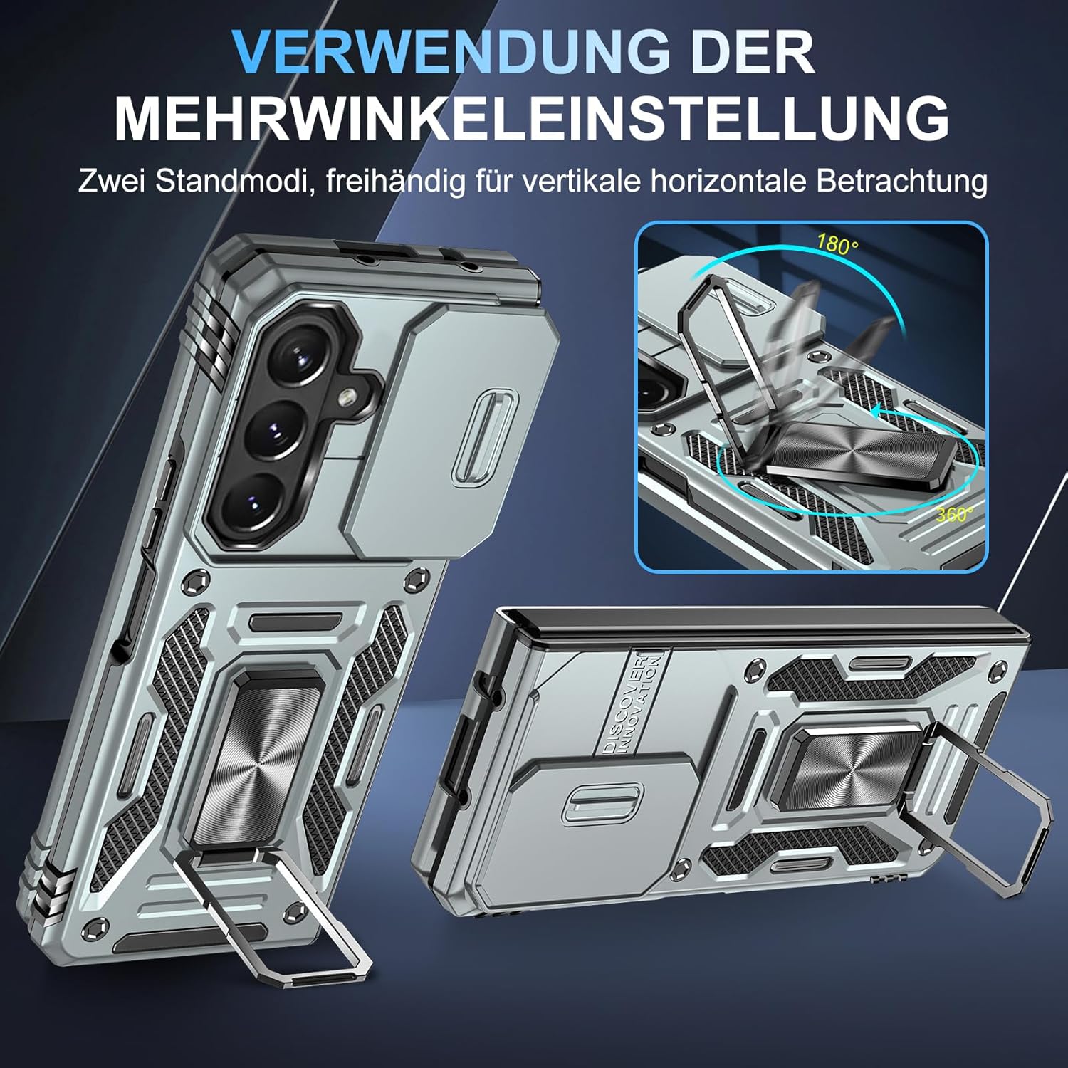 Thumbnail 4 de Vanki Handyhülle für Samsung Galaxy Z Fold 7 – 360° Drehbarer Metallring Ständer, Kameraschutz & Stoßfest