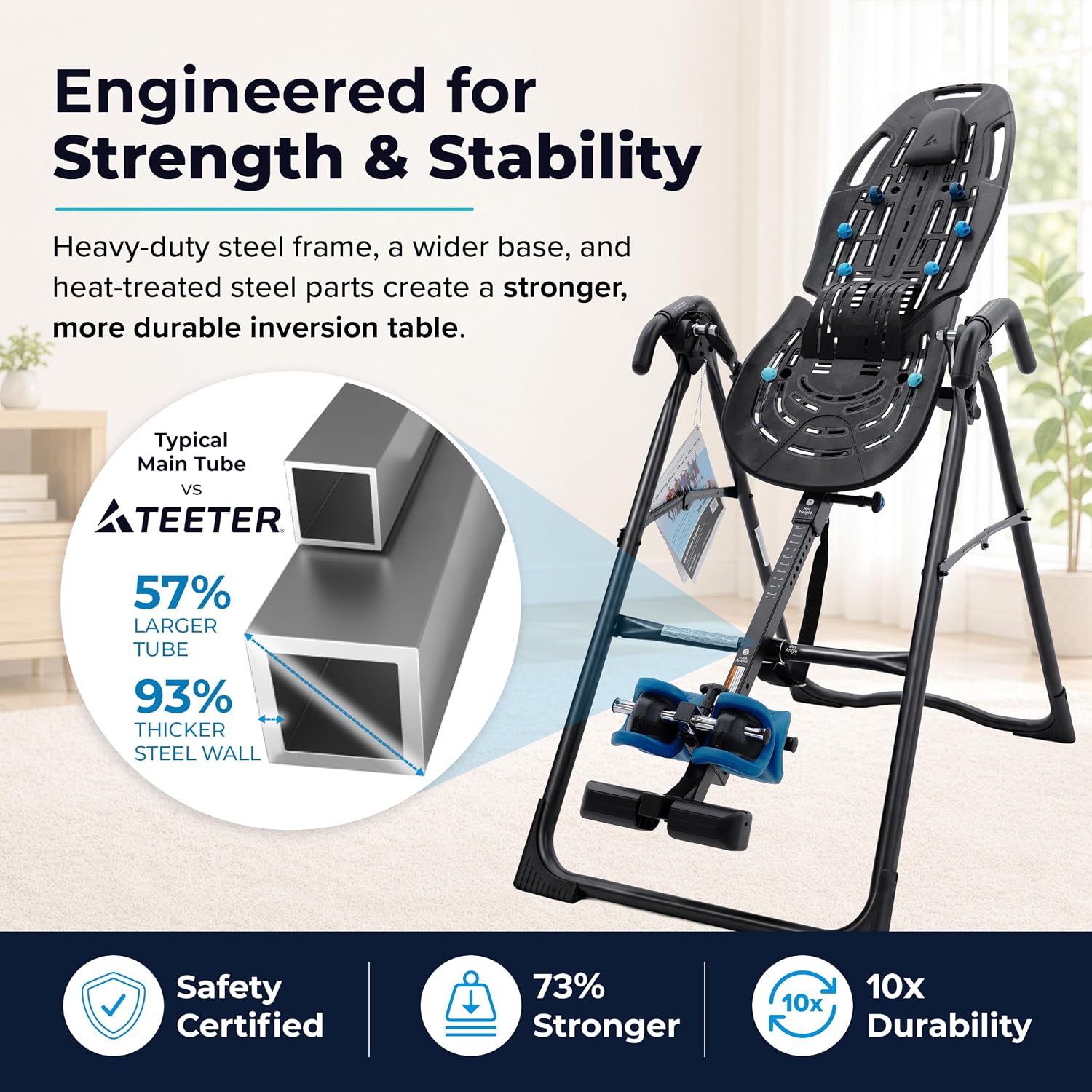 Detalle 2 de TEETER EP-560 Inversion Table with Heat and Vibration Cushion, 300 lb Capacity