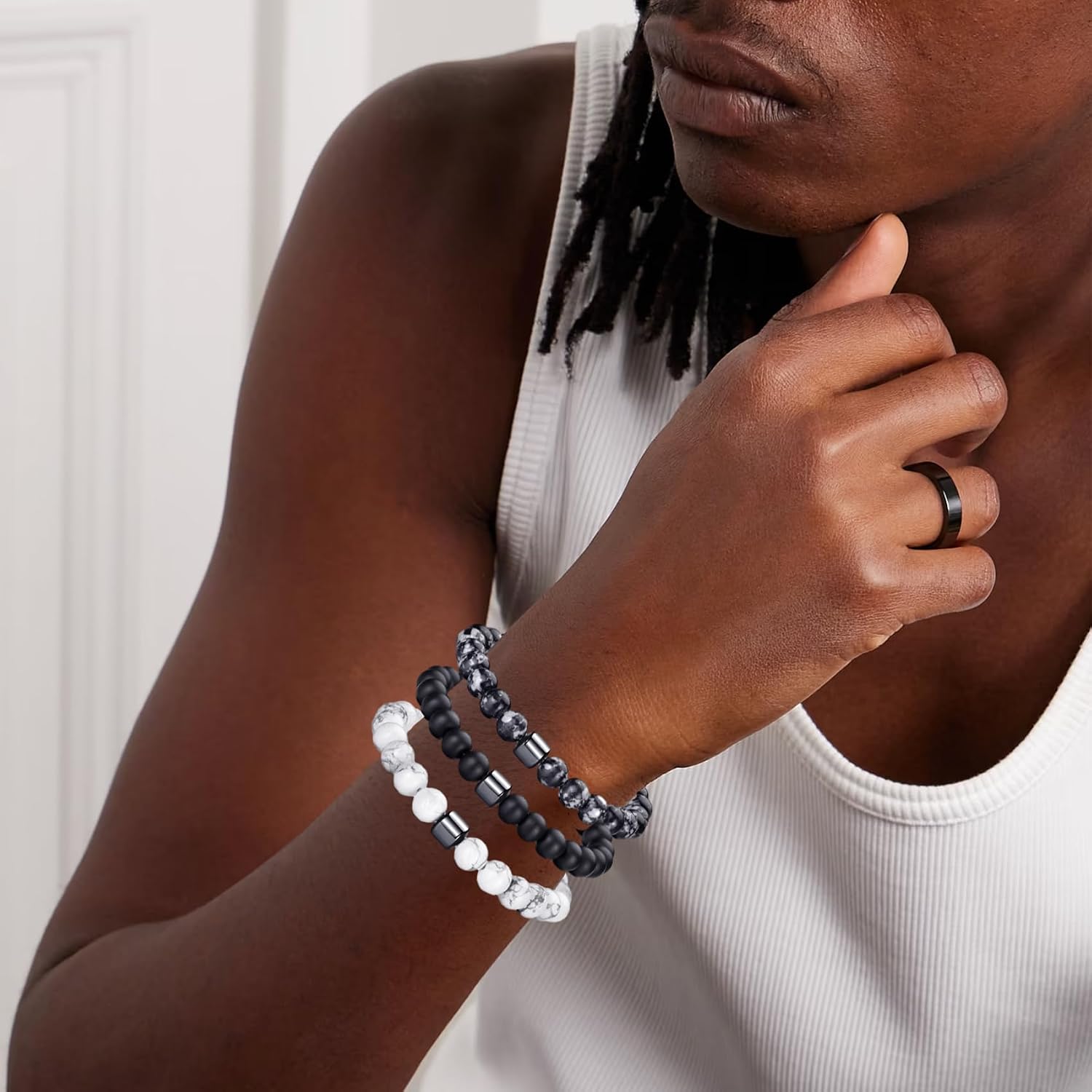Detalle 2 de RANKEEF Perlenarmband Herren 8 mm