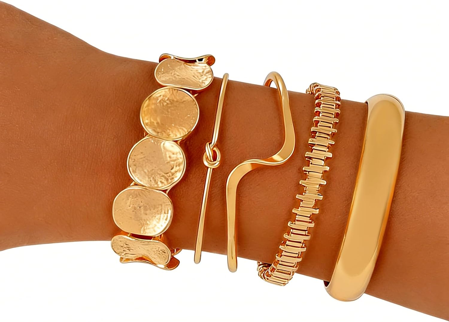 Detalle de ILGANT Gold Bangle Bracelet Set 6-Piece