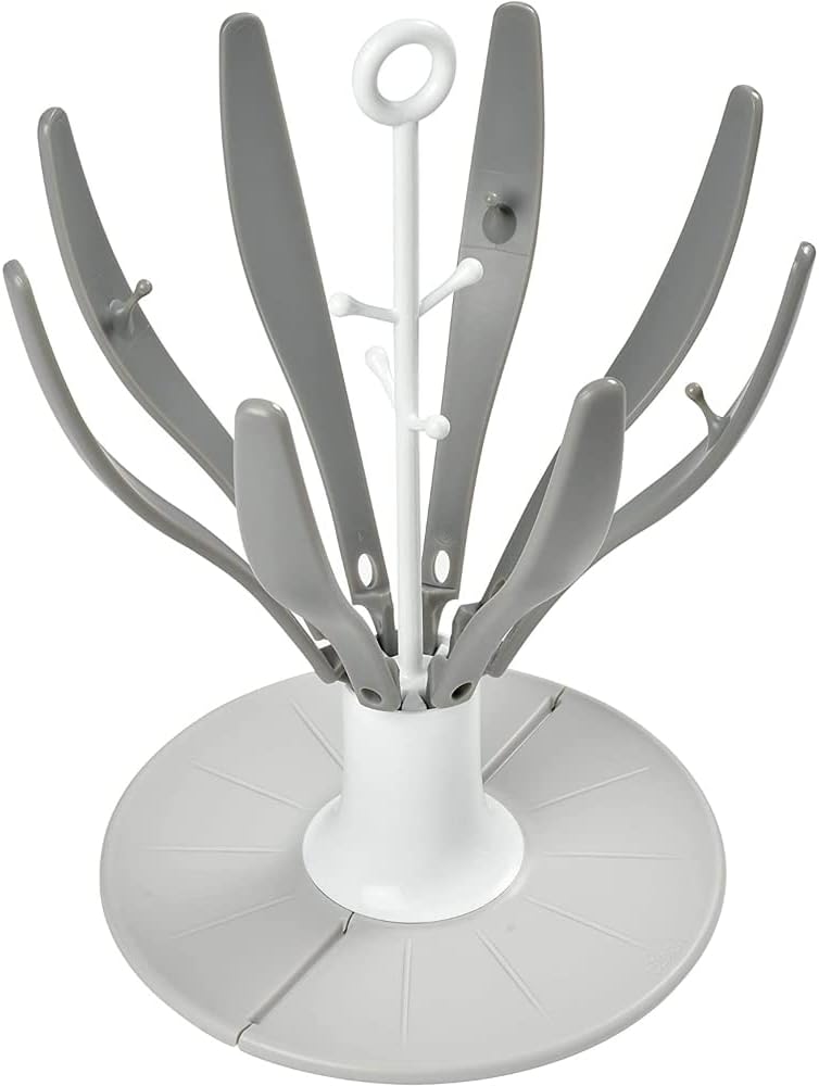Detalle 2 de BÉABA Égoutte-biberons Arbre Flower, pliable et compact – 8 biberons et accessoires, Gris