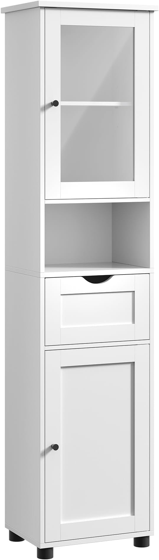 Detalle de VASAGLE Mueble de Baño Blanco con Puerta de Cristal