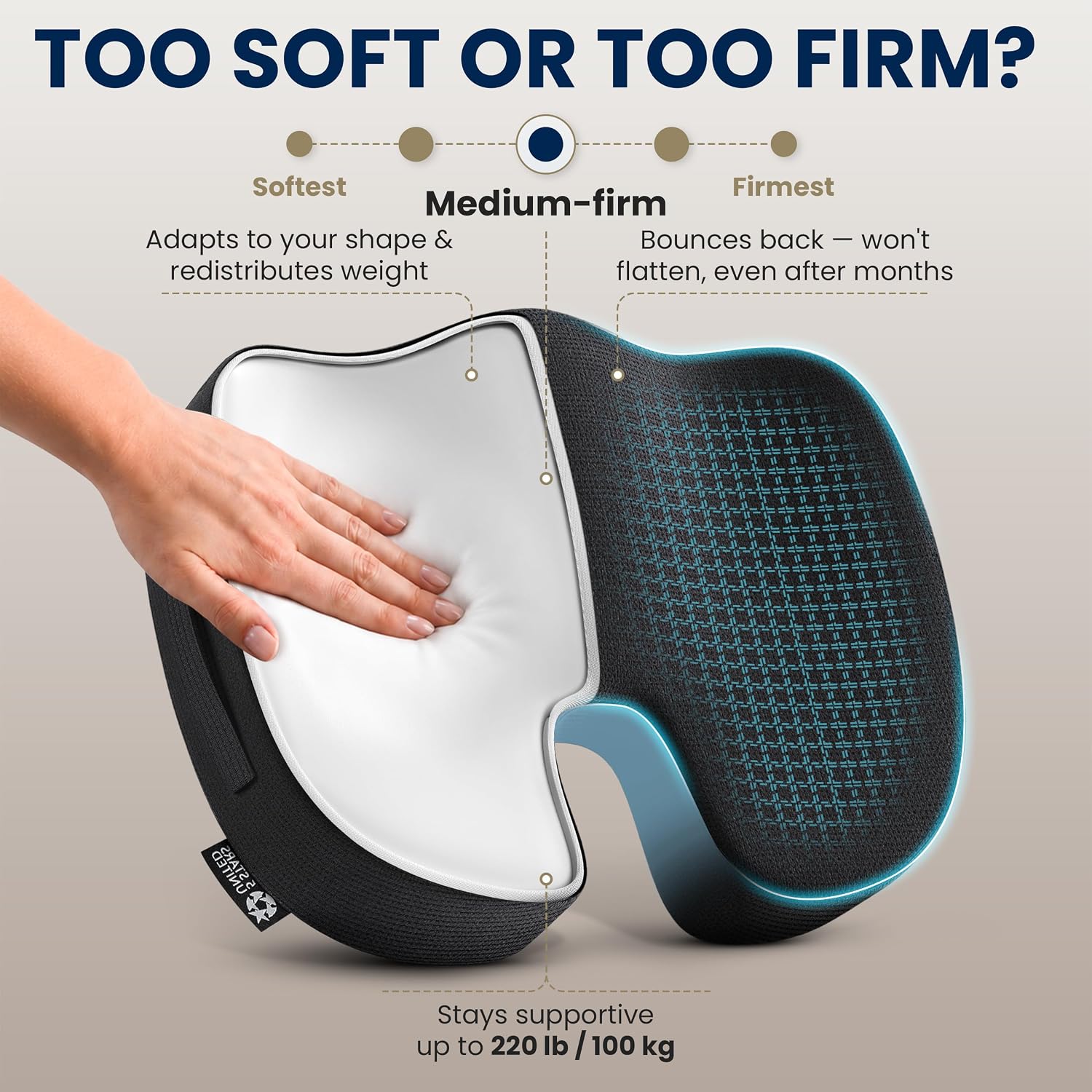 Thumbnail 5 de Seat Cushion for Office Chairs Tailbone Coccyx Pain Relief