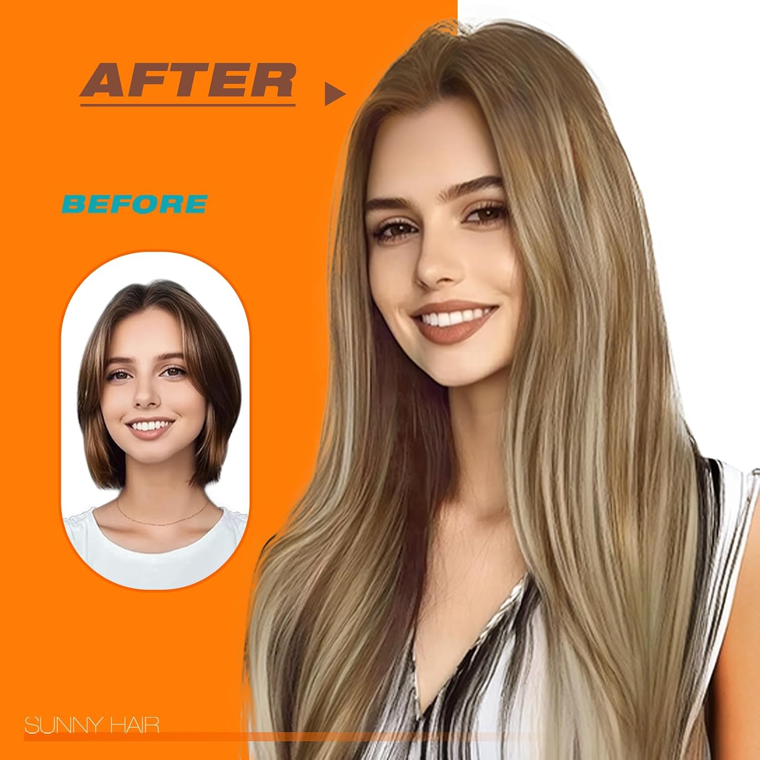 Detalle 2 de Sunny Hair Ombre Tape-In Hair Extensions, 50 g, 20 Pieces, #6/60/6