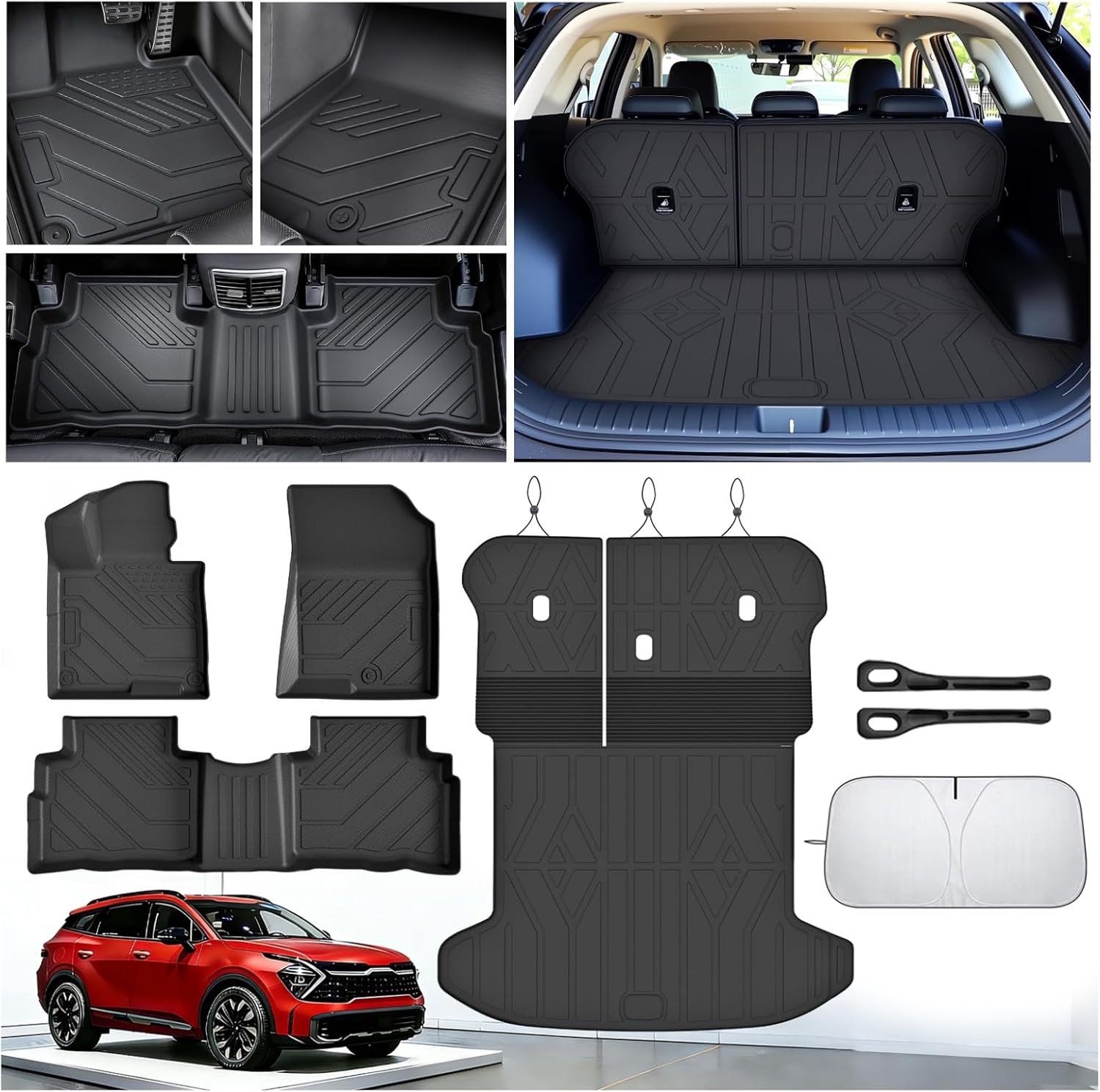 Detalle de Runine Custom Floor Mats for Kia Sportage 2023–2026 (Not for Hybrid) — All-Weather Protection Set