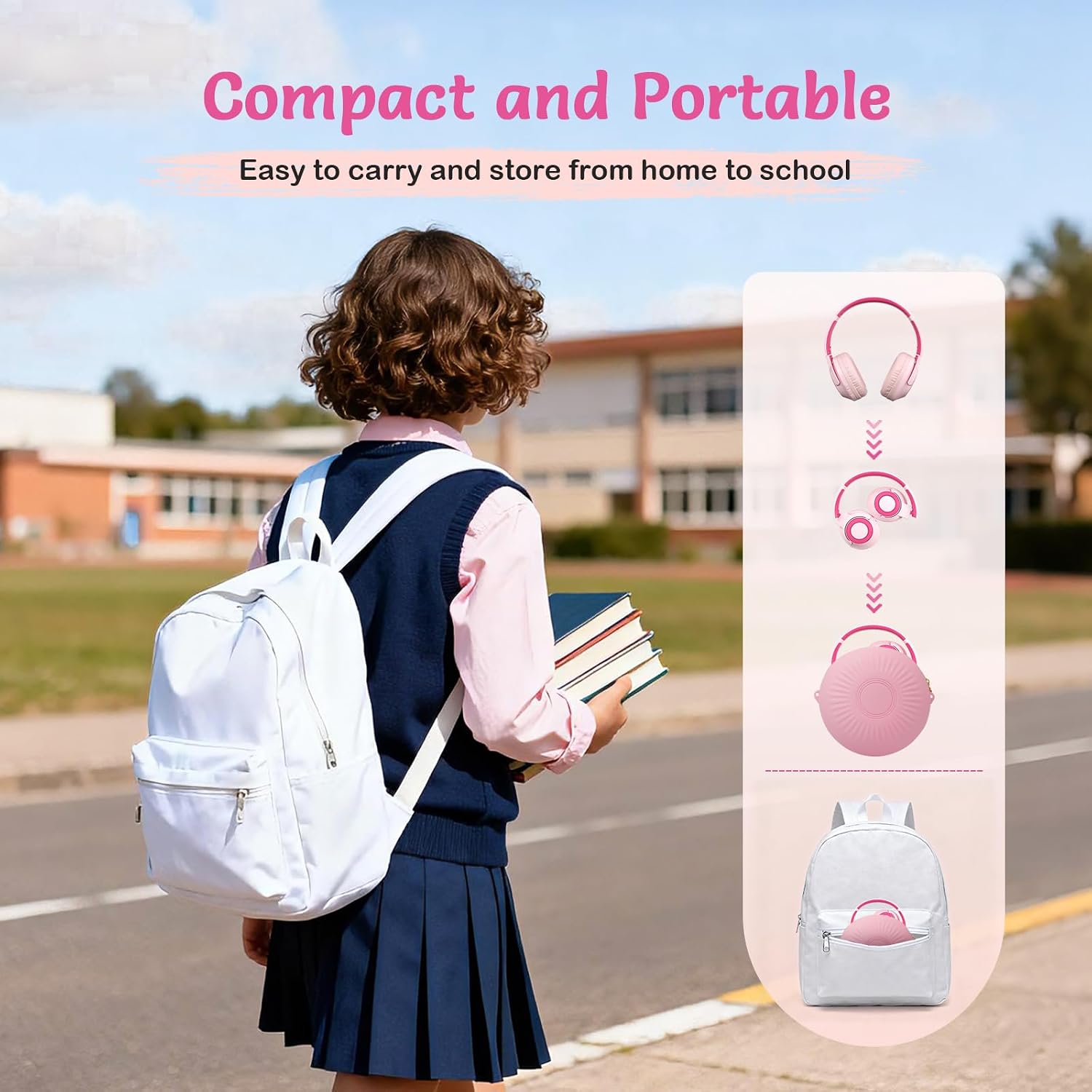 Thumbnail 4 de TONOSHARK Kids Wireless Headphones with ANC – Lightweight, Foldable & Long-Lasting (Pink)