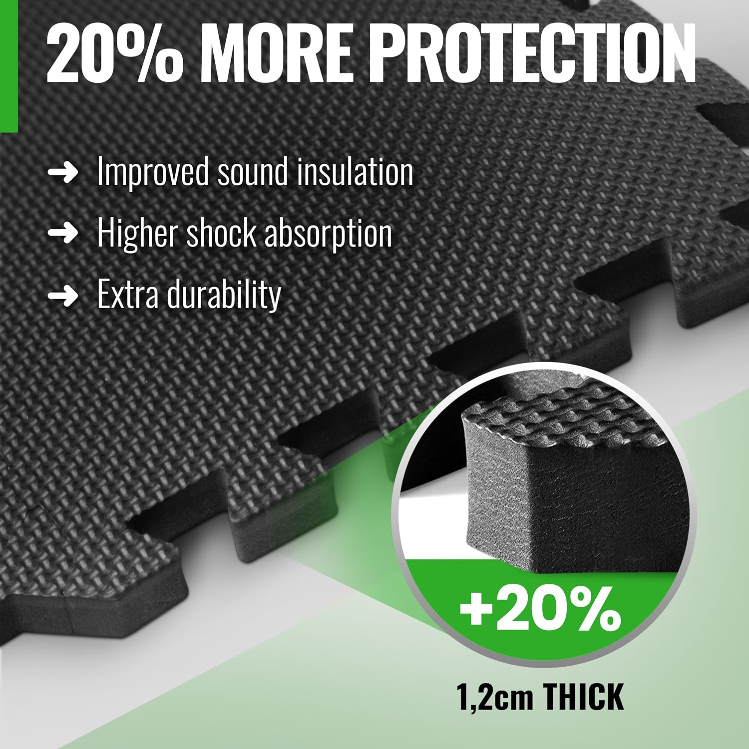 Detalle 2 de AthleticPro 60 x 60 cm Interlocking Gym Mats, 1.2 cm Thick, 8-Piece Set