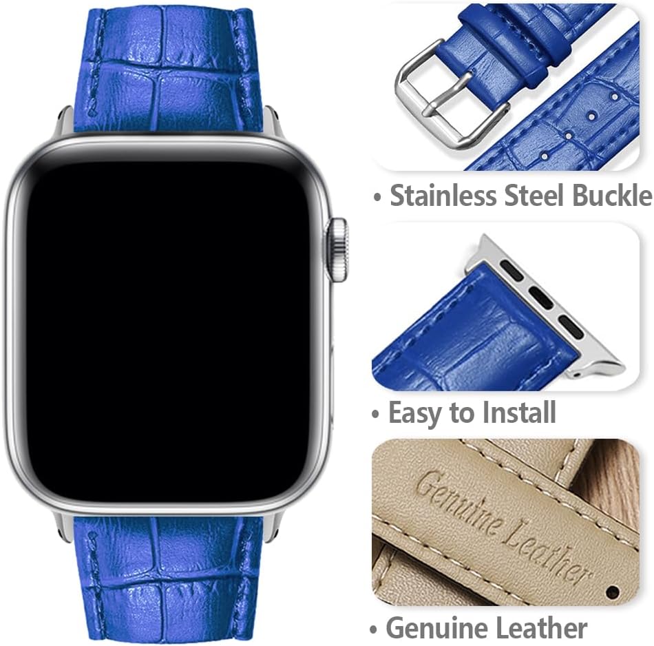 Thumbnail 2 de SZYXMY Alligator-Embossed Leather Apple Watch Strap (49mm–38mm) for Series 1–11 – Unisex