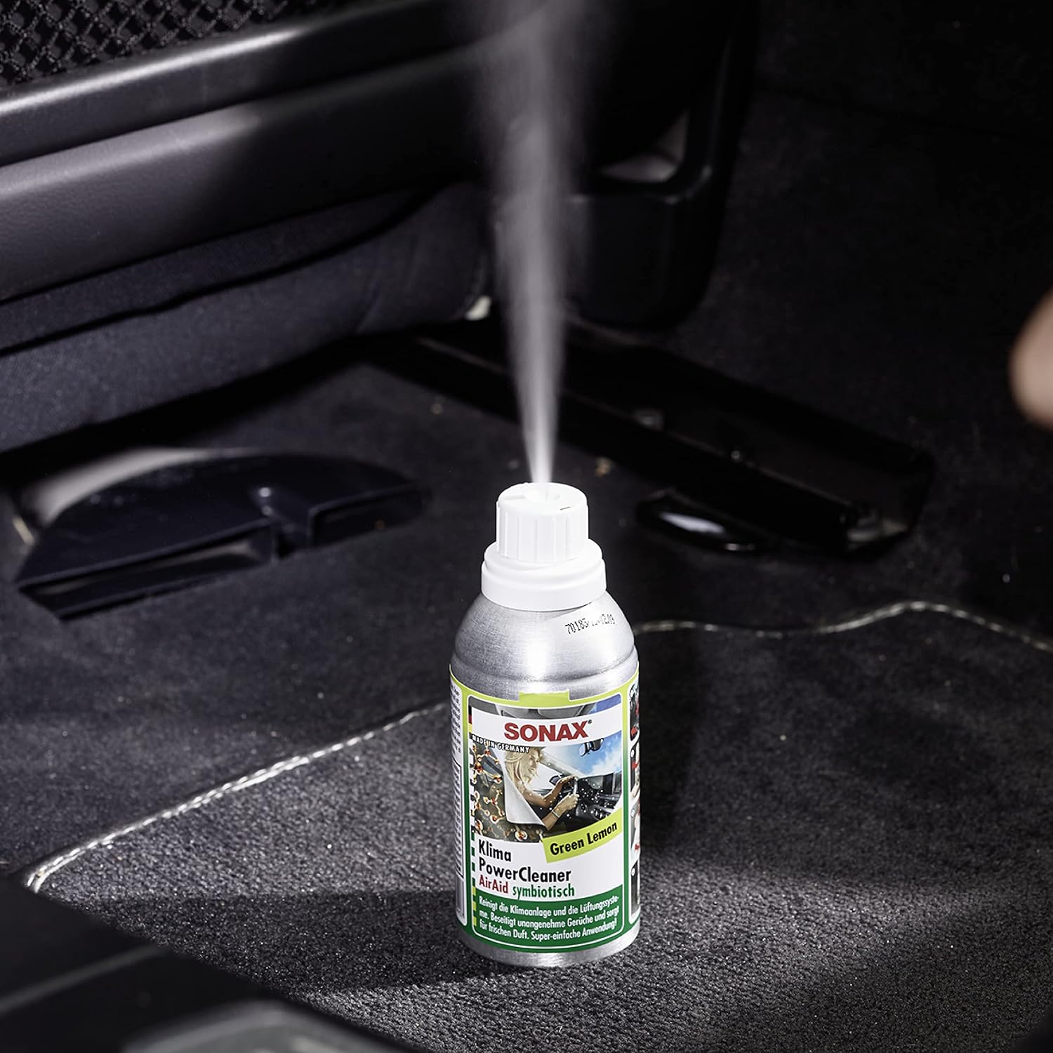 Detalle de SONAX KlimaPowerCleaner AirAid Klimaanlagenreiniger Green Lemon (100 ml) – langanhaltende Luft hygiene im Auto