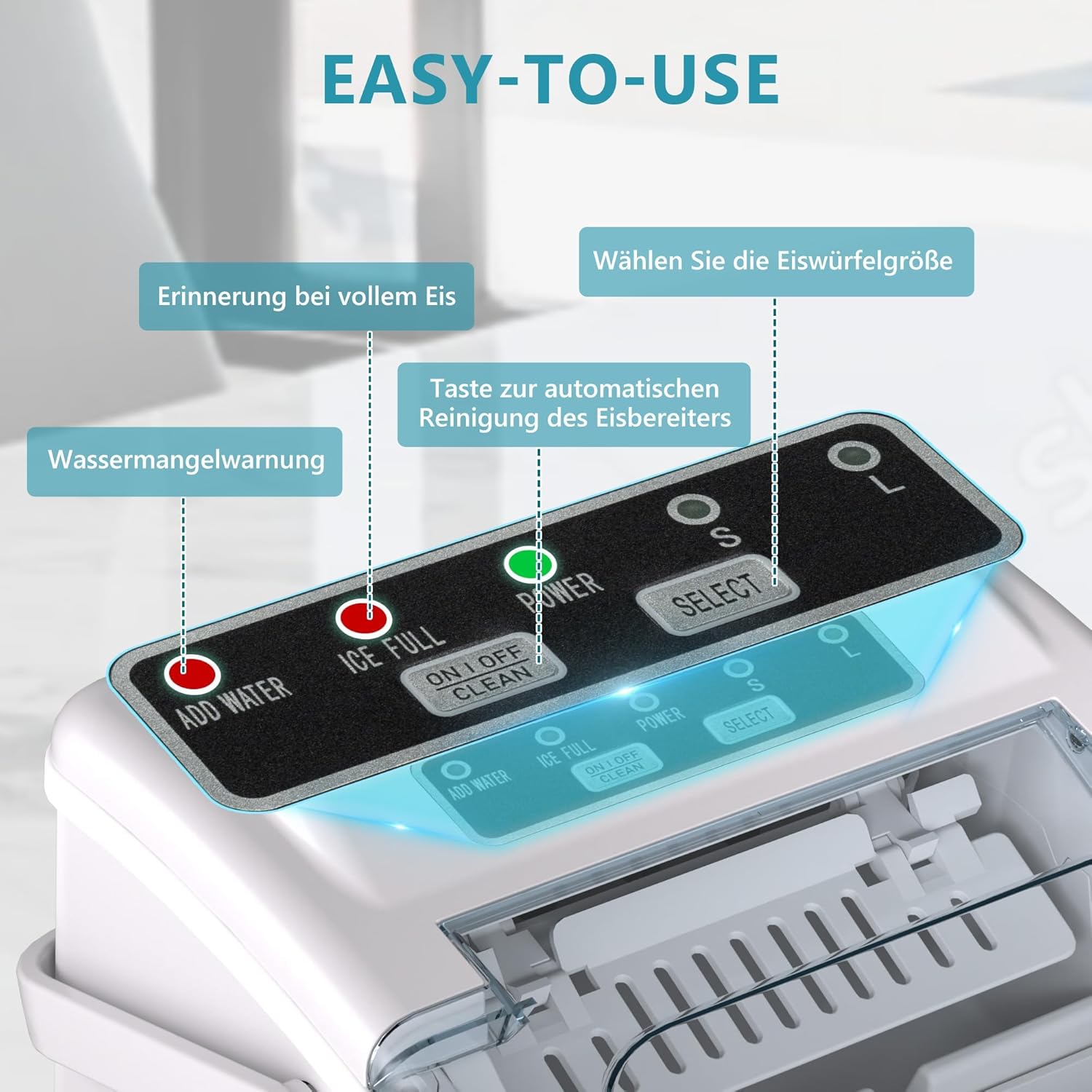 Thumbnail 3 de EUHOMY Eiswürfelmaschine 9 Würfel in 6 Min Weiß