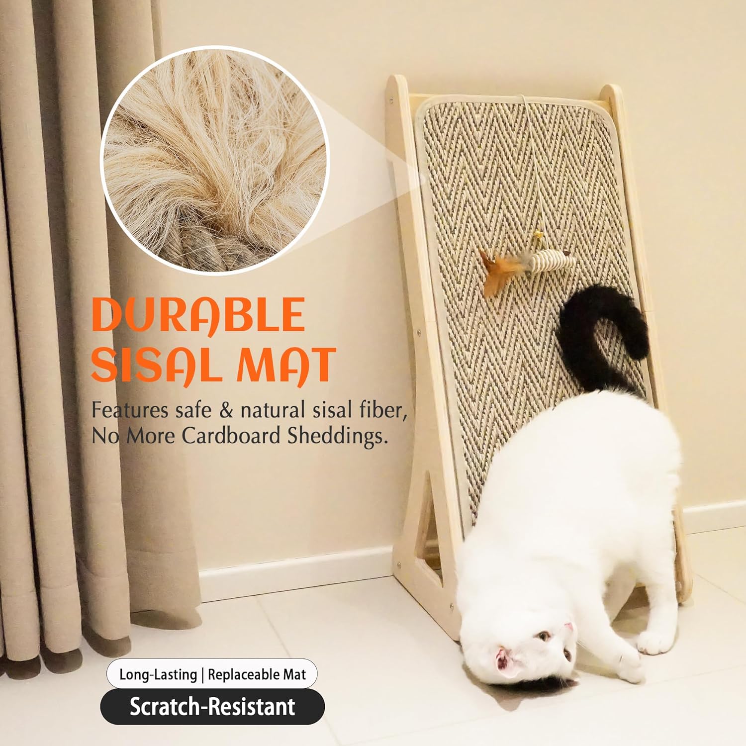 Thumbnail 4 de PETKARAY Cat Scratcher: Sisal Ramp with Wall Access, 27" L-Shape Scratching Pad for Indoor Cats