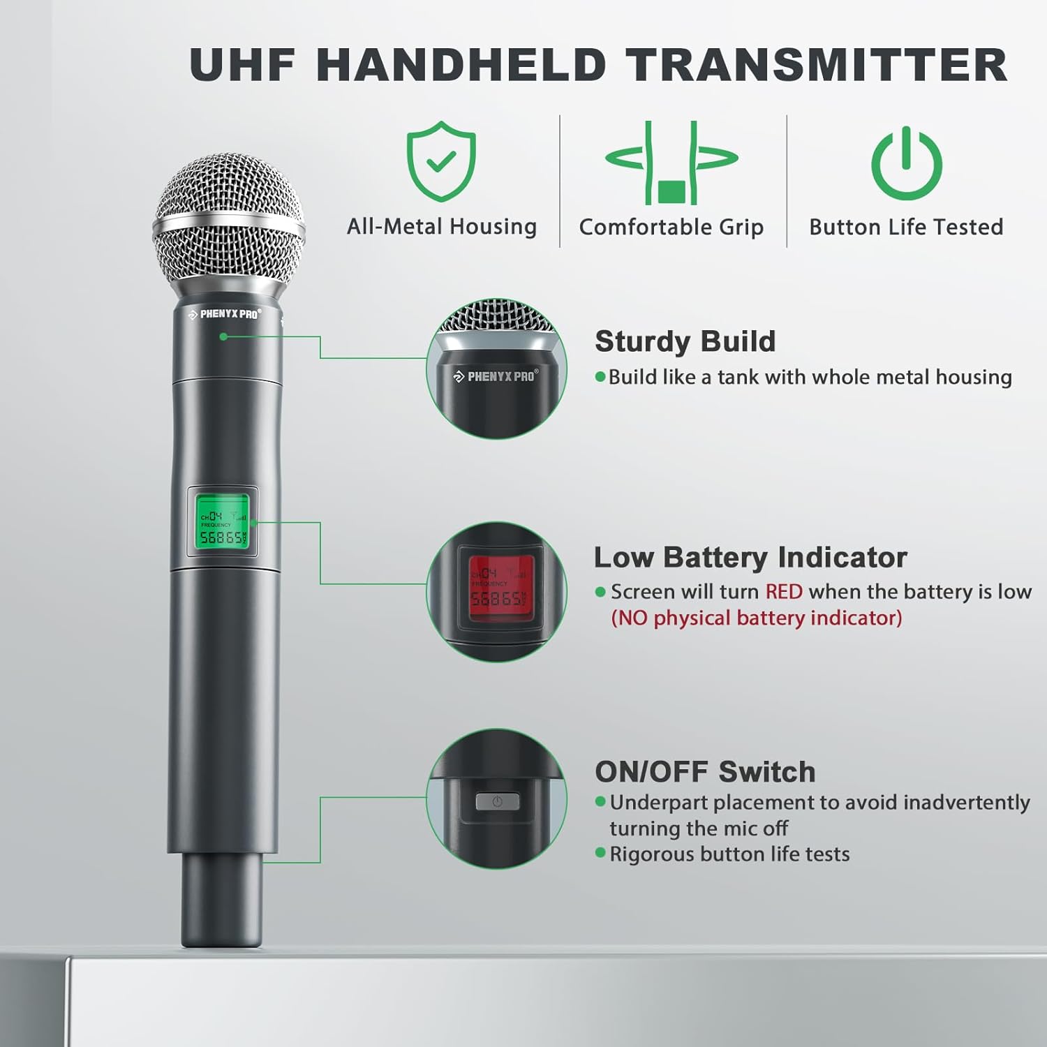 Detalle de Phenyx Pro PTU-5000-2H2B 4-Channel UHF Wireless Microphone System (Handheld, Bodypack, Headset, Lapel)
