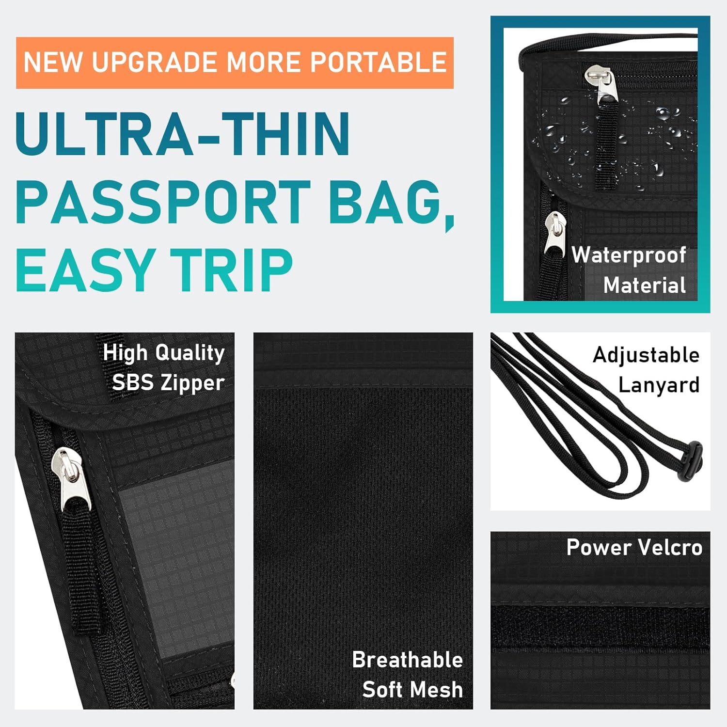 Thumbnail 3 de Sundee Travel Neck Wallet Pouch with RFID Blocking – Slim Passport Holder with 7 Pockets