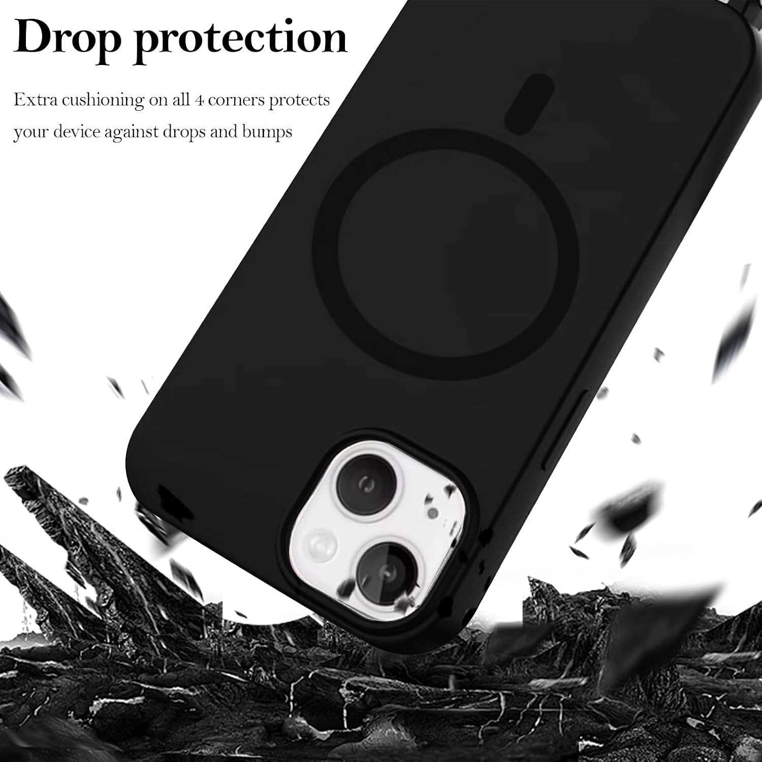 Detalle de YANJIEER Magnetische Hülle mit Umhängekordel für Samsung Galaxy S21 FE – Dünn, Silikon, MagSafe-kompatibel, Schwarz