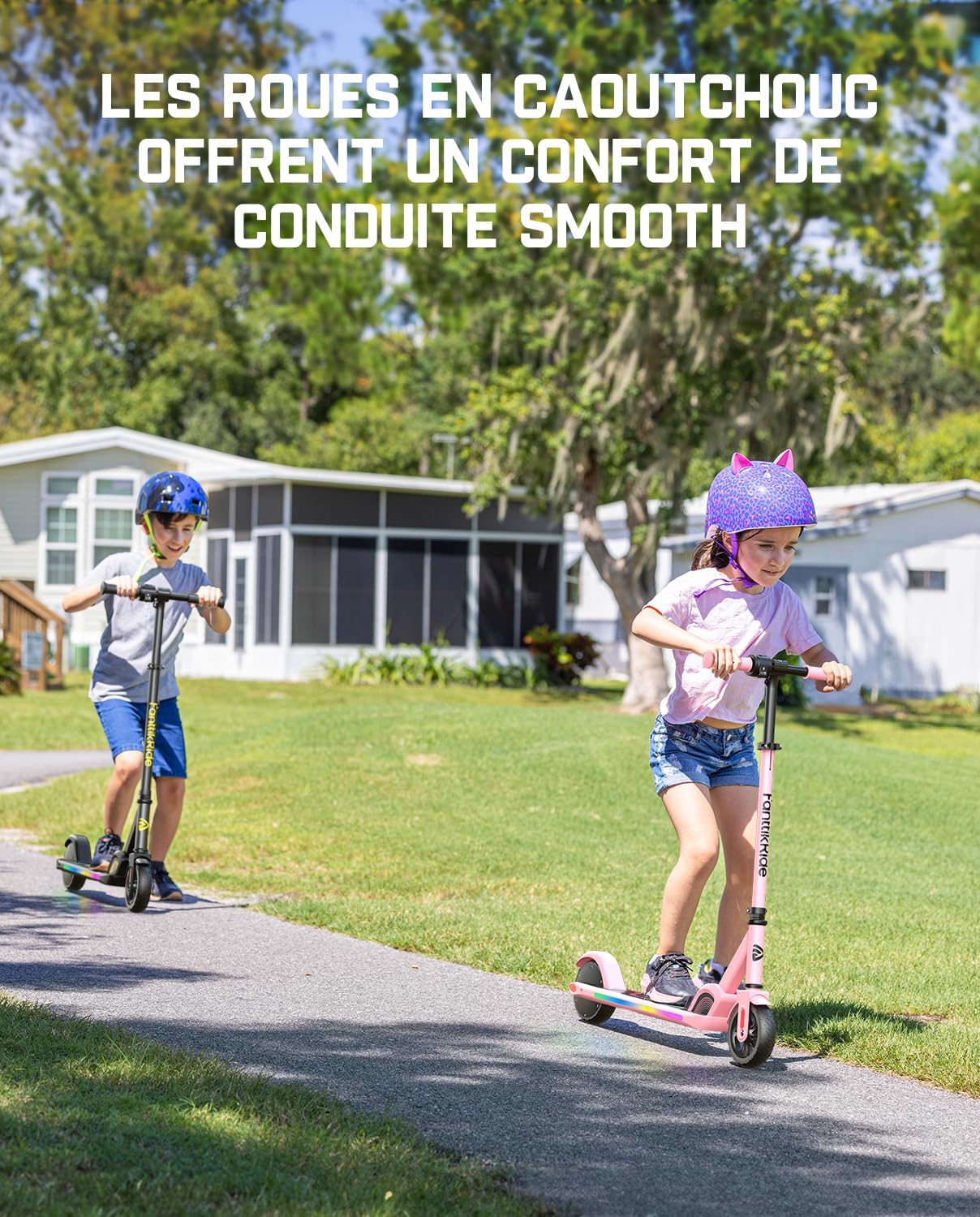 Detalle 2 de FanttikRide C9 Pro trottinette électrique enfant 1,2–1,6 m, lumières arc-en-ciel, vitesses 8/13/16 km/h