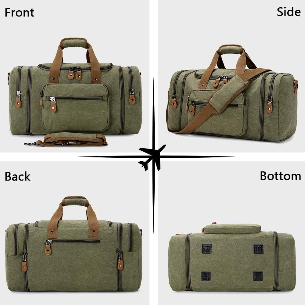 Detalle de Gonex Expandable Canvas Holdall 40L/50L – Durable Unisex Weekend Bag with Multi-Pockets