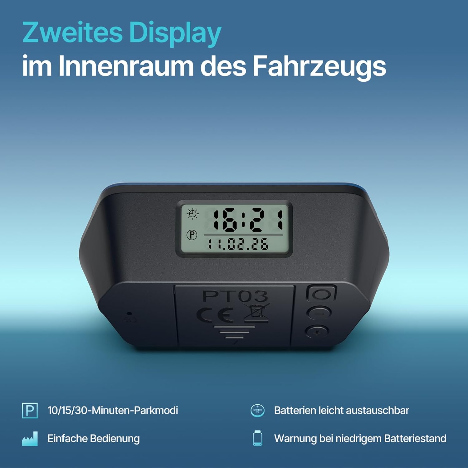 Thumbnail 4 de Parkturon PT03 Mini elektronische Parkscheibe mit Zulassung und 2 Displays