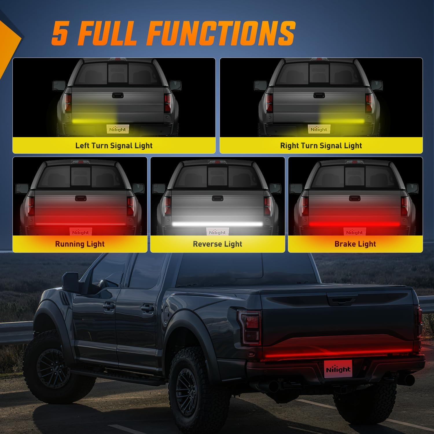 Detalle 2 de Nilight 60" Tailgate Light Strip 🚚