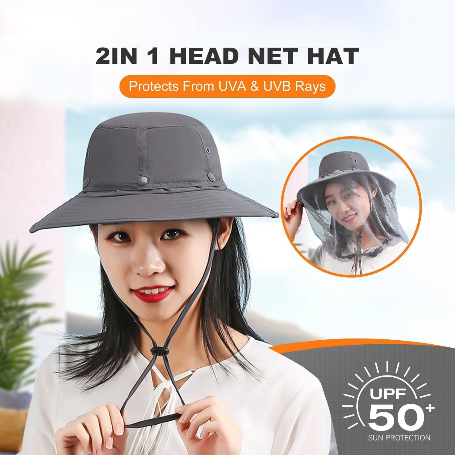 Thumbnail 5 de Mosquito Sun Net Hat Cap — UPF 50+ sun hat