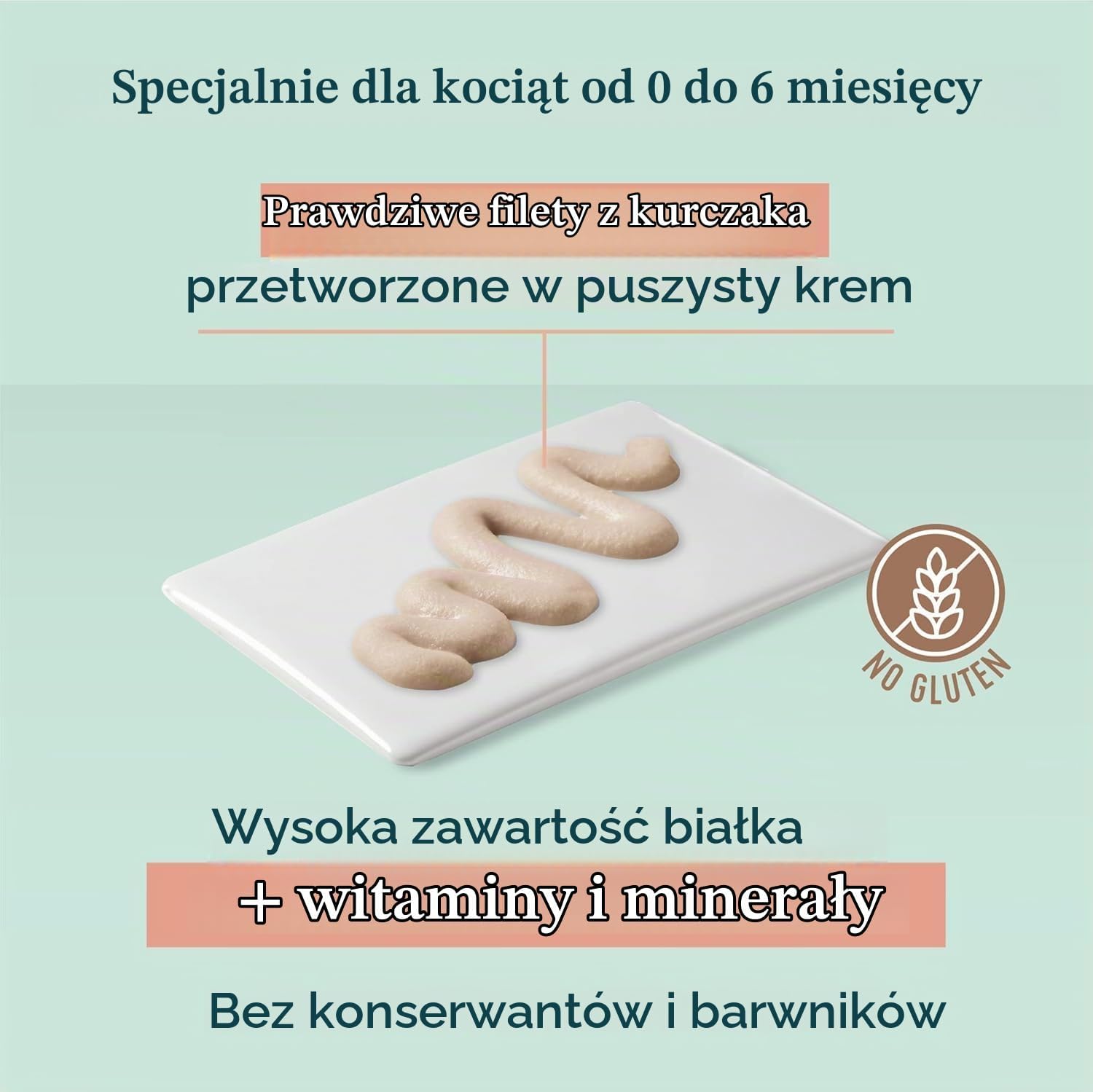 Detalle de Schesir Kitten Cream Kurczak – mokra karma dla kociąt, bez zbóż, z witaminami i minerałami