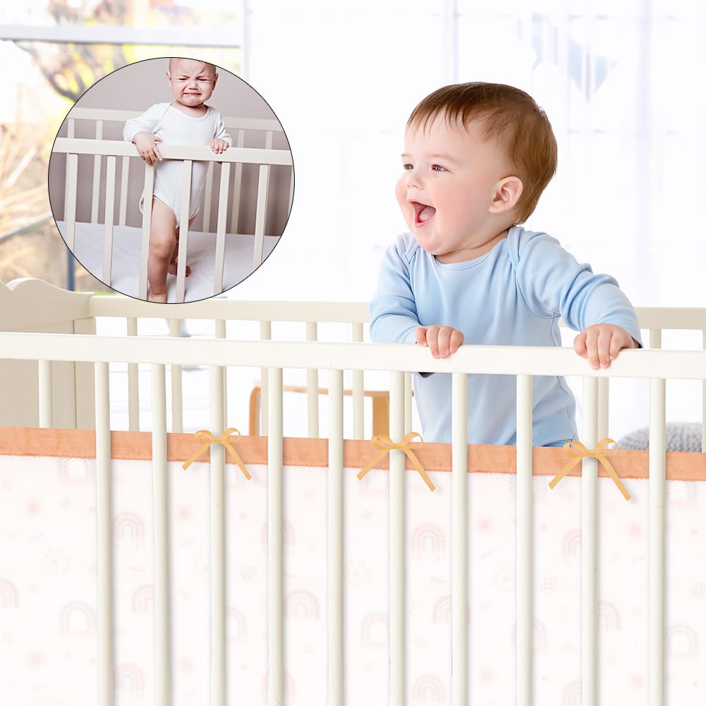 Thumbnail 4 de Aolso Bettumrandung für Babybett mit 2 Nestchen (Kantenschutz), abnehmbar und atmungsaktiv – Regenbogen