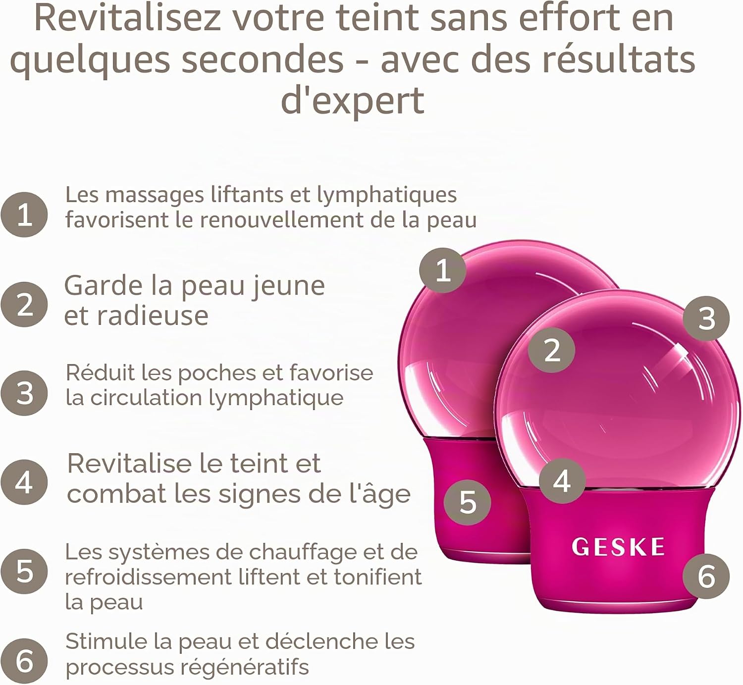Detalle de GESKE Cool & Warm Face & Body Massager – 7 en 1, sans batterie, refroidissant et réchauffant pour visage et corps