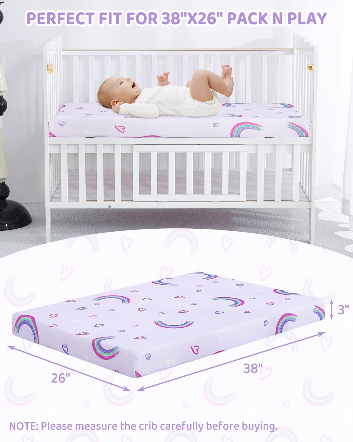 Detalle de lasoftan Mattress 38 x 26-Inch Pack and Play Mattress with Memory Foam