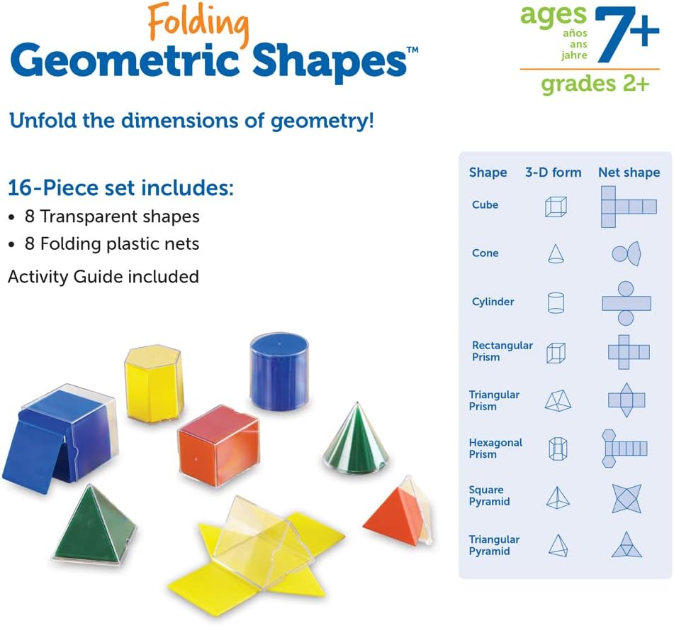 Thumbnail 6 de Learning Resources Forme Geometriche Pieghevoli Originali – Set 2D e 3D per Simmetria, Perimetro, Superficie e Volume (7+ anni)
