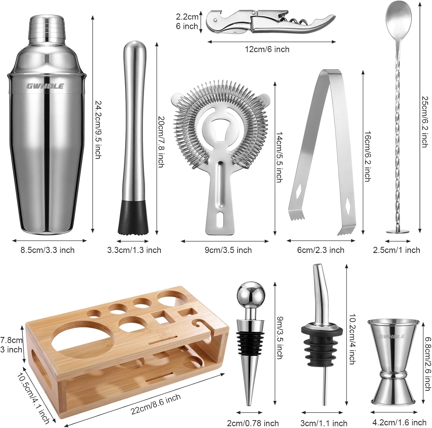 Detalle 2 de GWHOLE Cocktail Shaker 720ML set 🍸