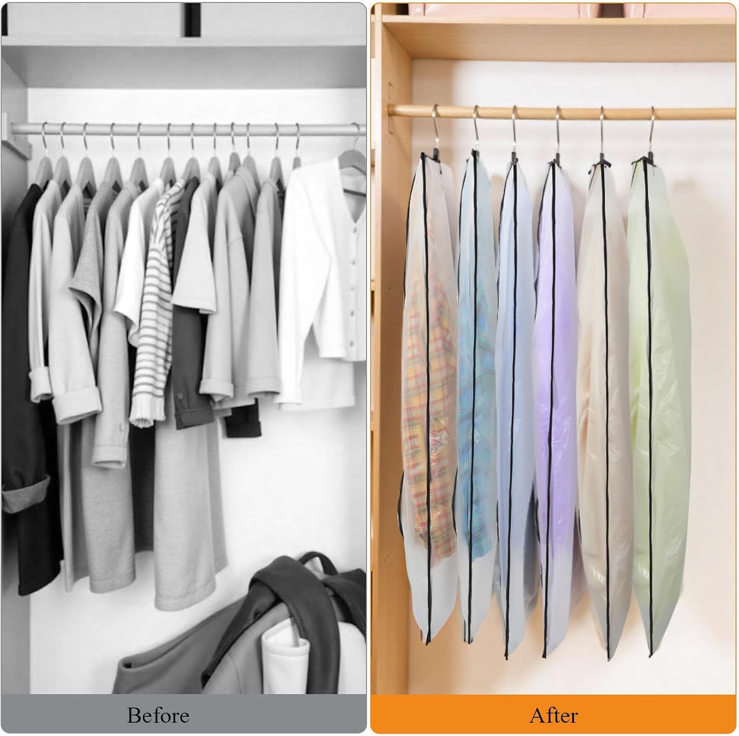Thumbnail 4 de 12 Pack Garment Bags 60x100cm PEVA Translucent