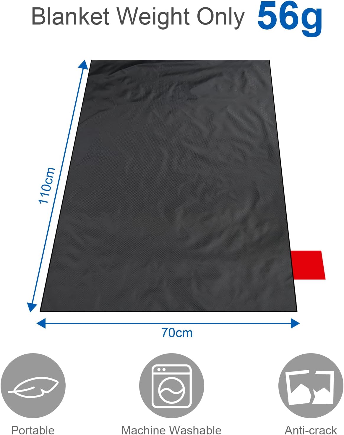 Detalle 2 de Ainiv Mini Picknickdecke (70 x 110 cm, rot) – ultraleicht, sandabweisend und wasserdicht