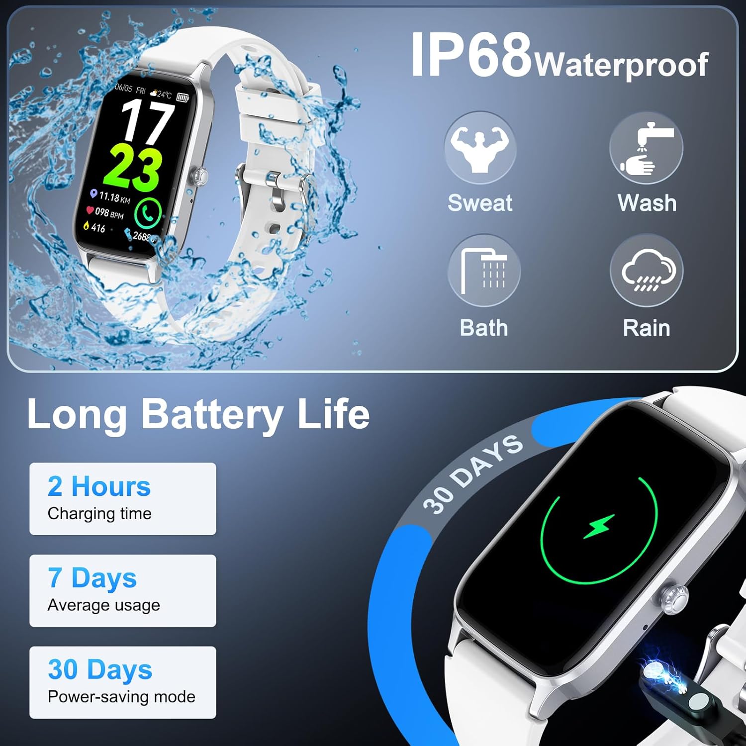 Thumbnail 6 de Soudorv Smart Watch for Men and Women: 1.57" HD Fitness Tracker with Calls, 110+ Sports Modes and IP68