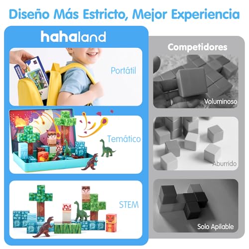 Detalle de hahaland Construcciones Magnéticas de Viaje: 52 Piezas Magnéticas para Niños de 3 a 6 años
