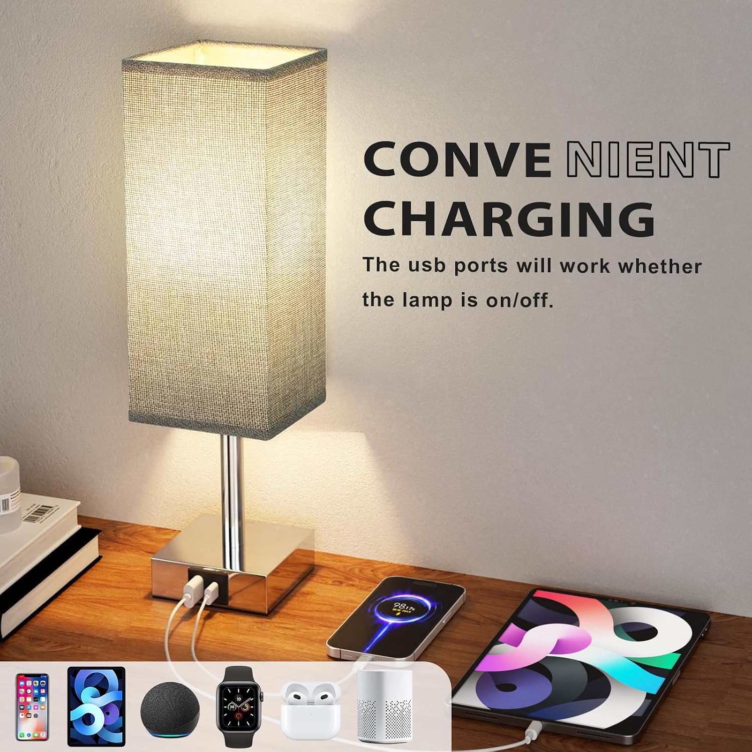 Detalle 1 de Aooshine Touch Bedside Lamps Set of 2