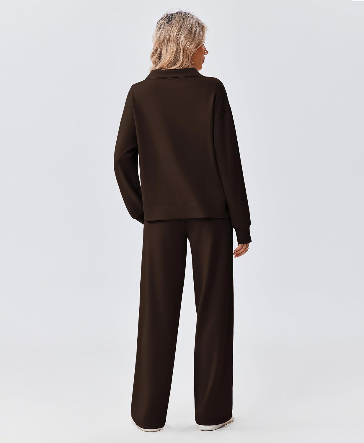 Detalle de PINSPARK Women's 2-Piece Sweatsuit with Half-Zip, Straight-Leg Pants and Pockets