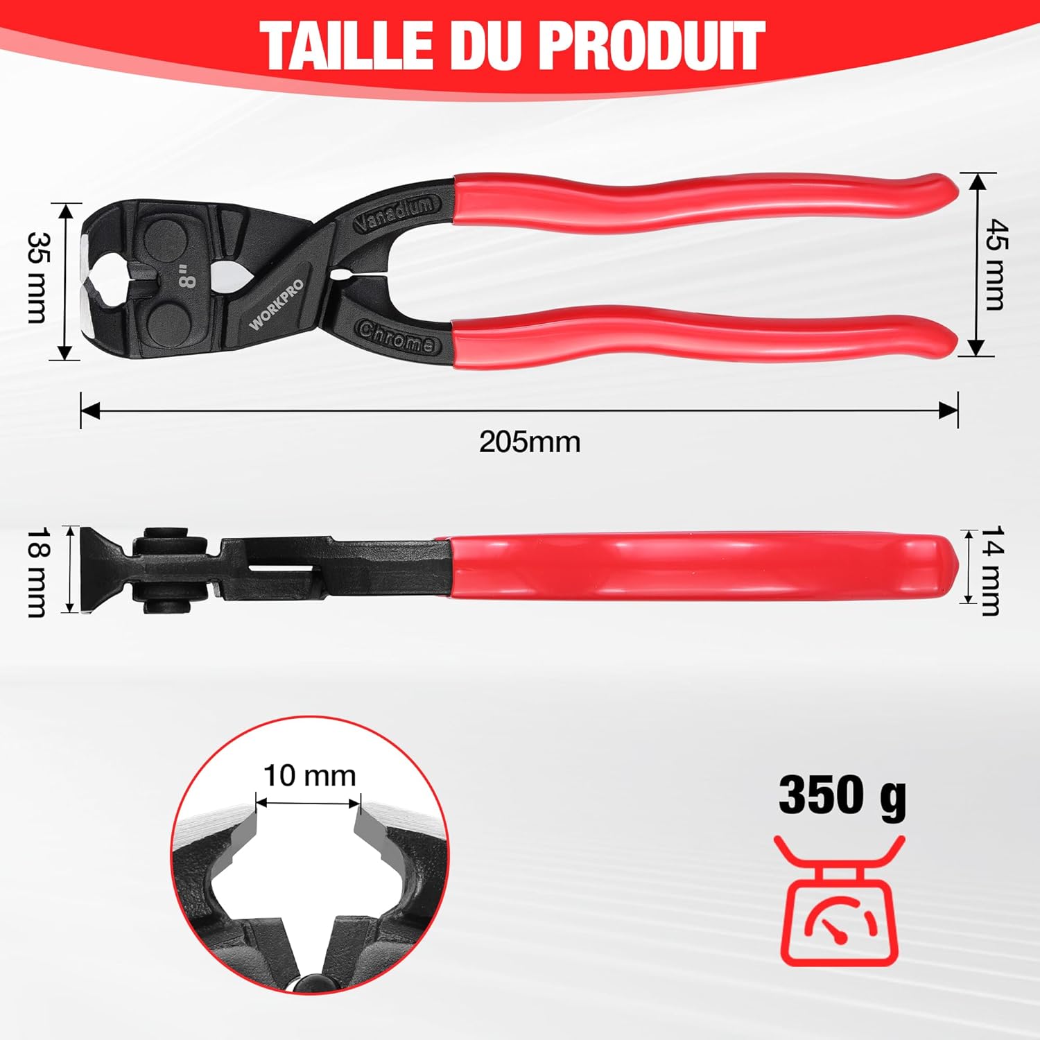 Detalle de WORKPRO Tenaille russe 205 mm â pince coupante ergonomique đ