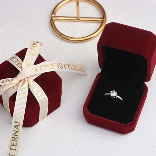 Detalle de Heyumybit Joyero para Anillo en Terciopelo Rojo – Caja de Propuesta