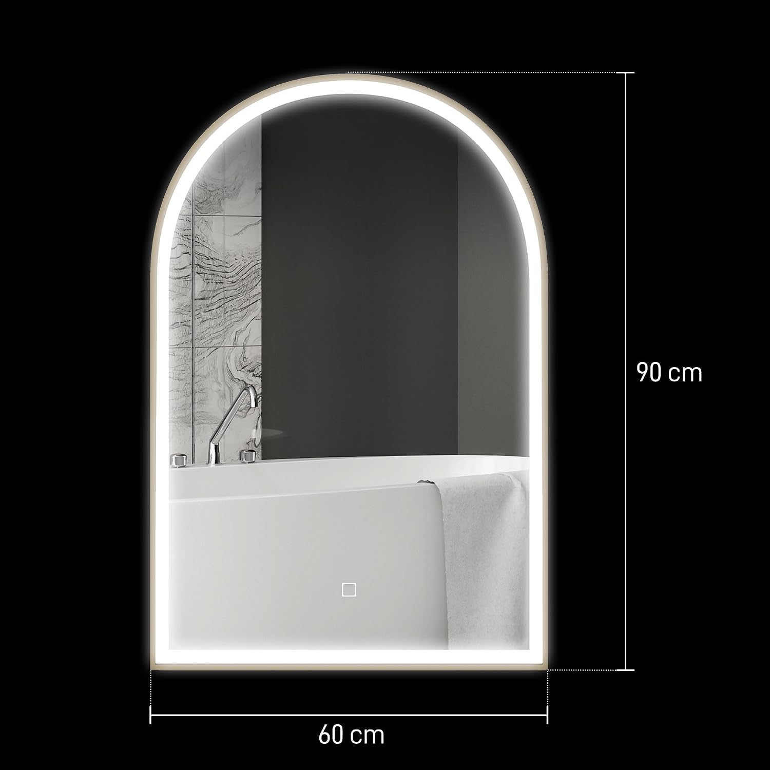 Thumbnail 6 de HOMCOM Miroir Salle de Bain LED 90x60 cm doré