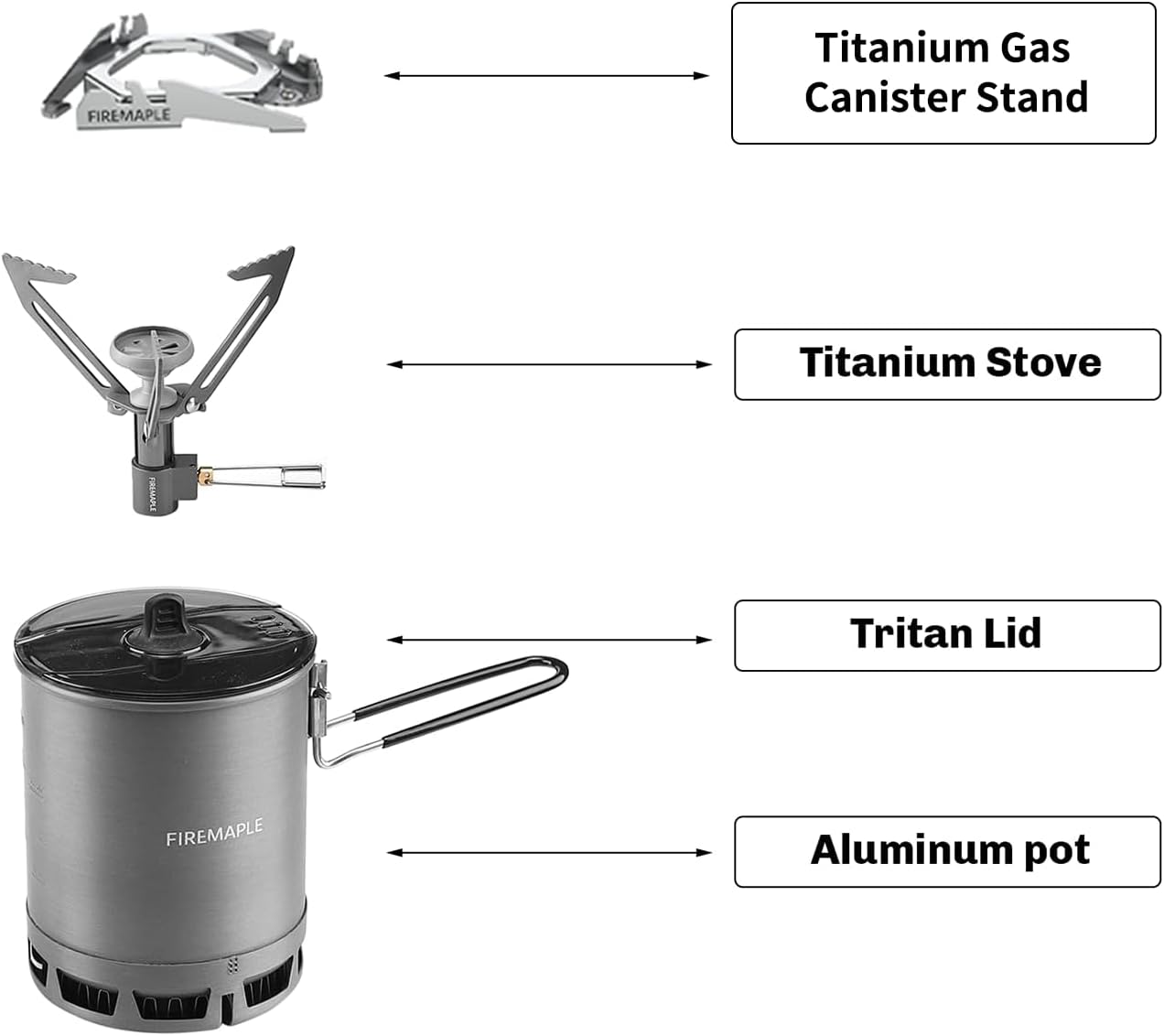 Thumbnail 3 de Fire-Maple Petrel Ultralight camping cookware set (0.6L pot, titanium stove, heat exchanger base)