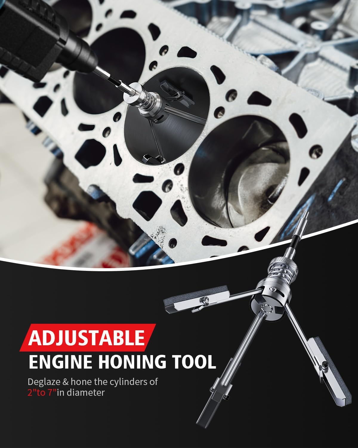 Detalle de Kolvoii Engine Cylinder Hone Tool Set, Adjustable 3/4"–7" Range