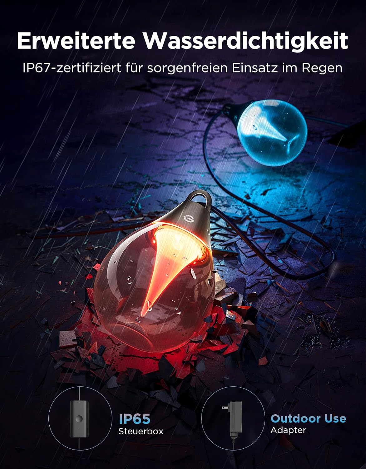 Thumbnail 4 de Govee Außen-Lichterkette 30 m – RGBWIC, 16 Mio. Farben, 111 Szenen, Musik- und KI-Effekte