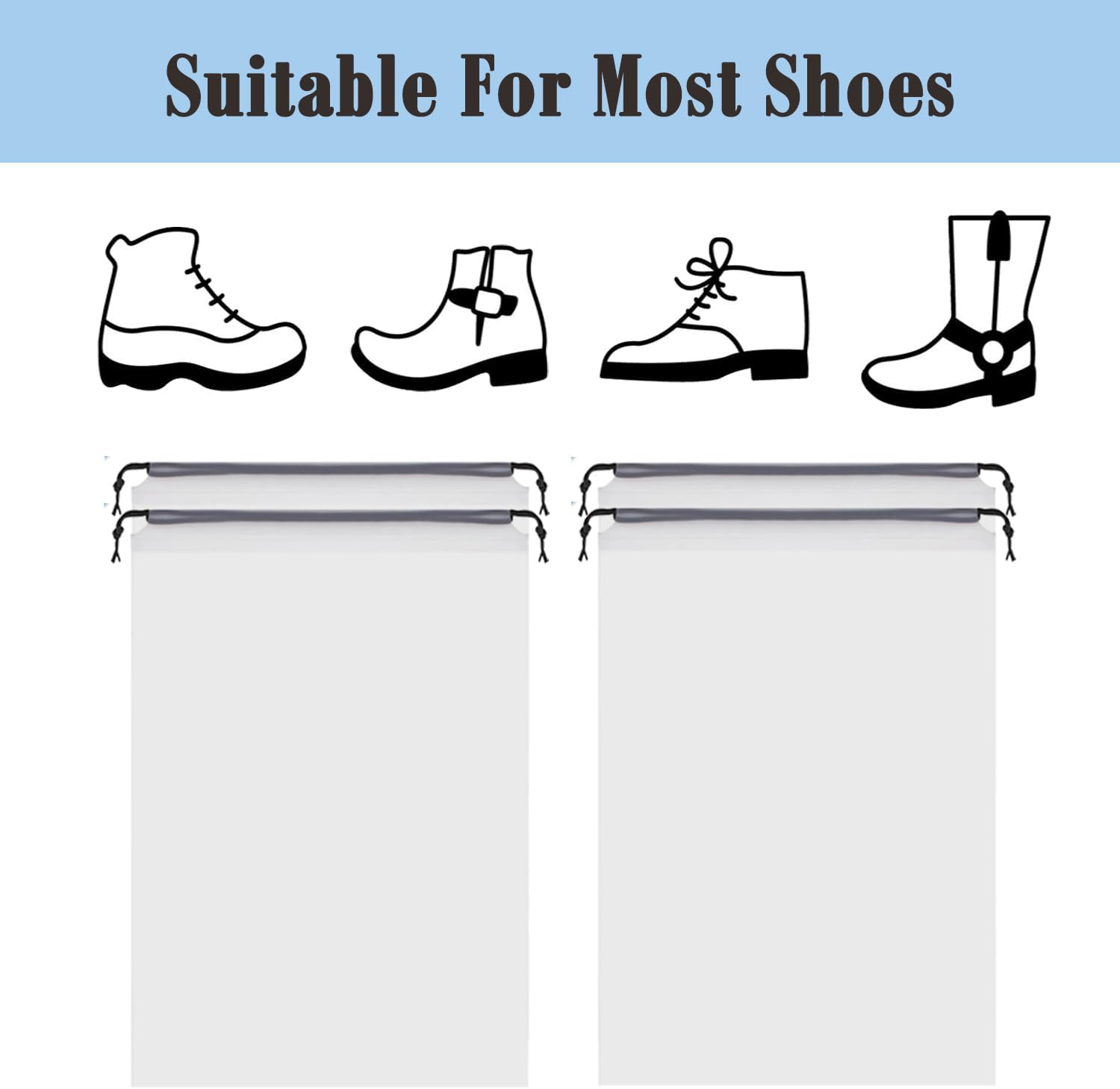Thumbnail 3 de 20Pack clear drawstring shoe bags 30 x 40cm – waterproof travel shoe storage