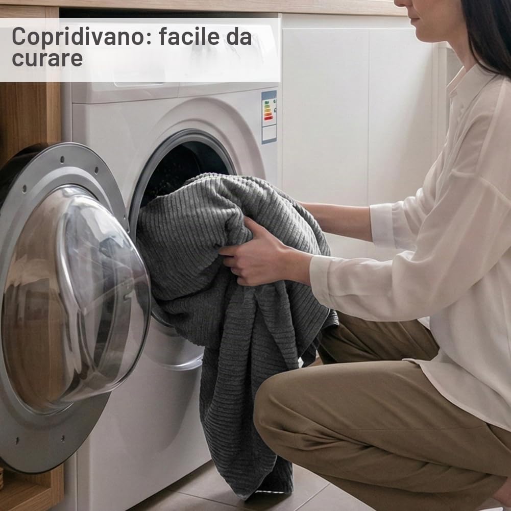 Detalle 2 de Vicloon Copriseduta Divano Elasticizzato — Copri Cuscini Grigio per Salvadivano con Elastico, Antigraffio e Pet‑Friendly