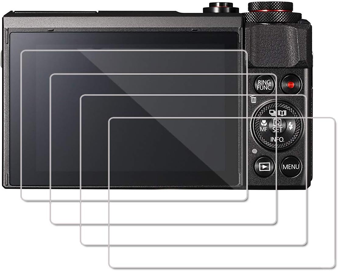 Detalle de OOTSR 4 Stück Display-Schutzfolie aus Glas für Canon G7X Mark II, G9X, G9X II, G7X, G5X – 9H Panzerglas mit 2,5D Rundkante