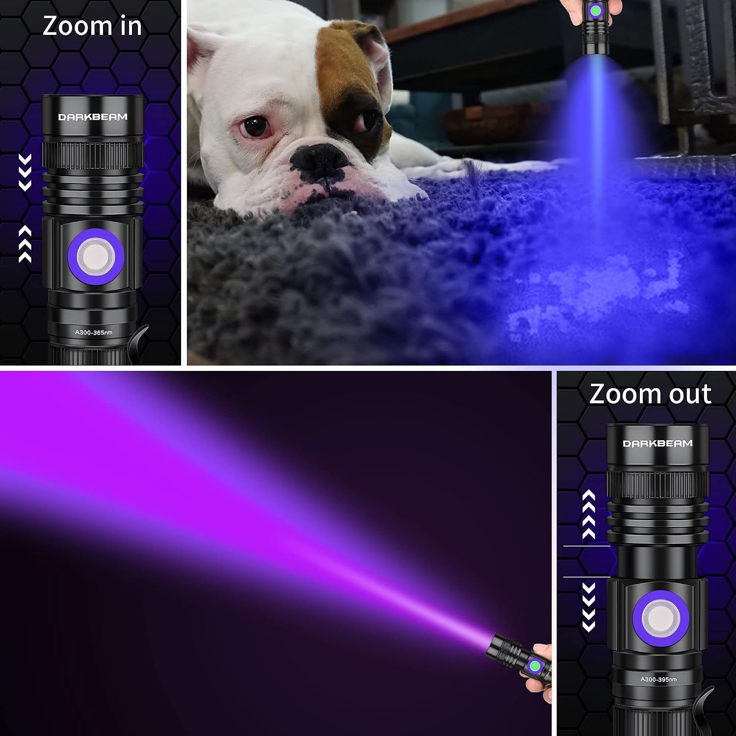 Detalle de DARKBEAM UV torch 365nm 10W blacklight