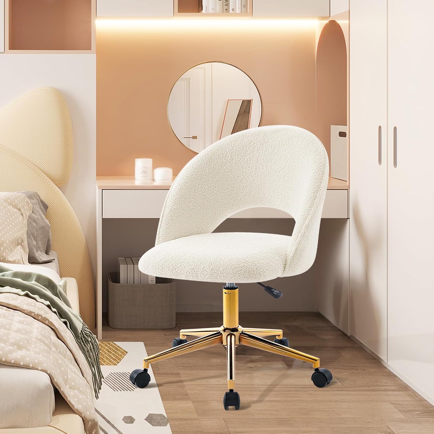 Thumbnail 6 de Hellove Chaise de Bureau Chaise Coiffeuse Velours Rose