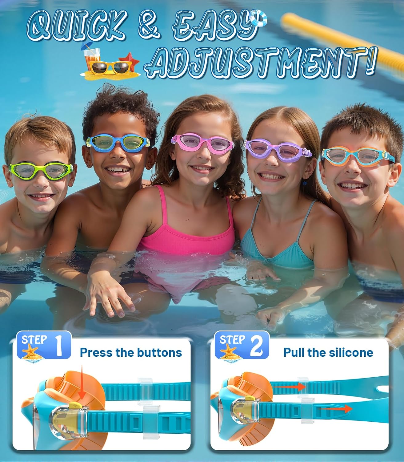 Thumbnail 4 de HIGAHY Schwimmbrille Kinder – UV-Schutz, Anti-Fog, verstellbares Doppelband-Design, 6–14 Jahre